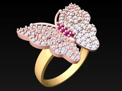 Butterfly Rings - Womens Rings -N2189 3D print model