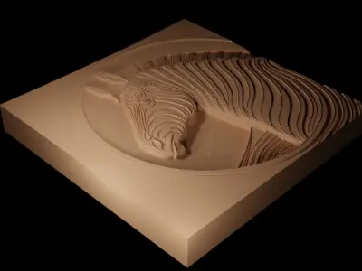 Zebra CNC 3d Print High Relief Sand Casting 3D print model