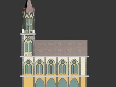 Realistic low poly Cathedral St Elizabeths Low-poly 3D model