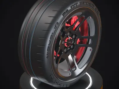 Hypersport car FZ M2 Wheel  Low-poly 3D model
