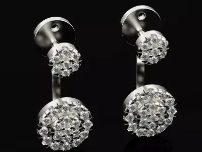 Diamond halo Jacket Earring 3D print model