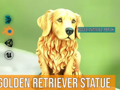 Golden Retriever Statue model pack Low-poly 3D model