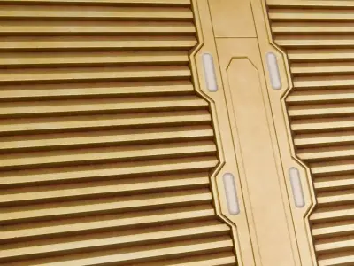 Sci-Fi Gold Glowing Metal Panel PBR Seamless Texture