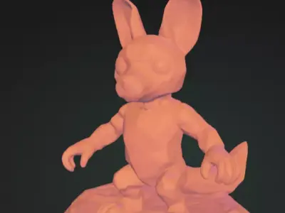 Rabbit on Mountain 3D Model Realistic Animal Sculpture Free 3D print model