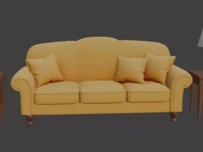 Cartoon sofa set Disney style 3D model