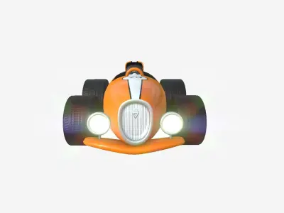 Cartoon Kart B07 Orange - Vehicle Racing Design Low-poly 3D model