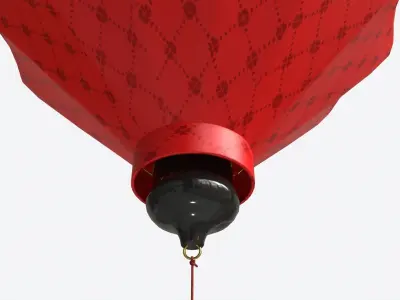 Oriental Traditional Hanging Silk Lantern 01 3D model