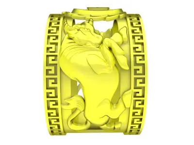 Luxury Greek Key Signet Ring for Men  4996 3D print model