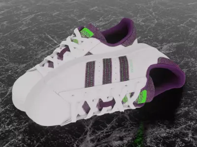 Adidas 3D Shoes - White - Purple SuperStar Series Low-poly 3D model