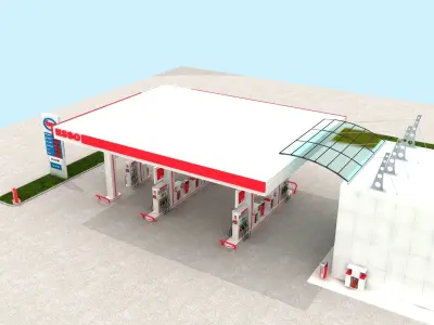 Esso American Gas Station 3D model