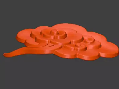 A 3D sculpture of auspicious cloud with cloud pattern decoration 3D print model