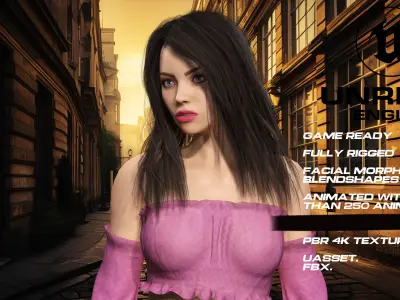 Casual girl full rigged - game ready - animated Low-poly 3D model