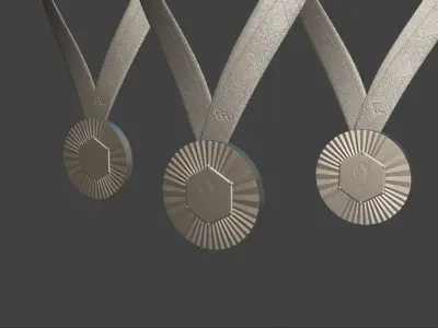 Official Paris 2024 Summer Olympics Medals Low-poly 3D model