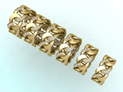 Chain ring - Miami Cuban ring - Link ring - Size 6 - 11 3D Model Collection