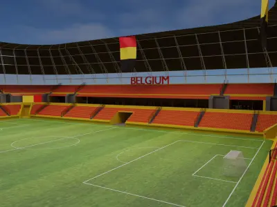 Belgium Football Stadium and Interiors Low-poly 3D model