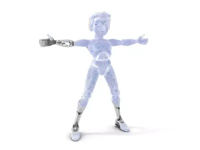 Futuristic Silver Robot model pack Low-poly 3D model