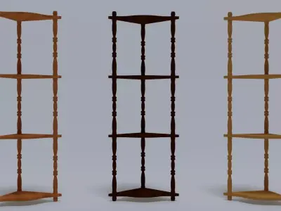 Wooden corner shelf Free 3D model