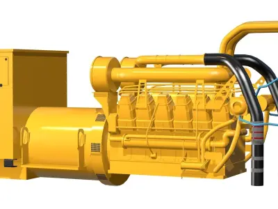 Yellow Industrial Generator Model 3D model