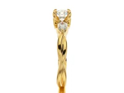 gold engagement ring 6mm round diamond 3D print model