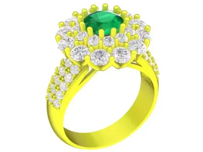 Luxury Halo Cluster Ring for Women  4408 3D print model