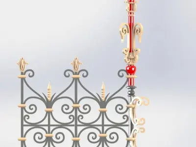 pale ornate gate with candle Free 3D model