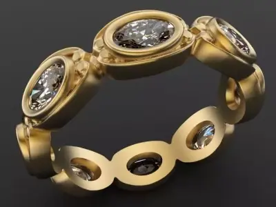 Oval Gems Ring 3D print model