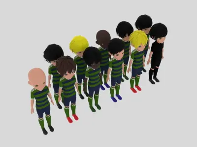Soccer Team Low-poly 3D model