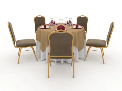 Banquet Table and Chair 04 3D model