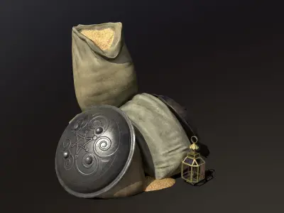 Architectural arches pottery pots bowls and pans Low-poly 3D model