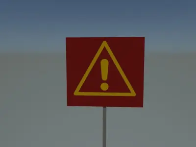 General danger sign Low-poly 3D model
