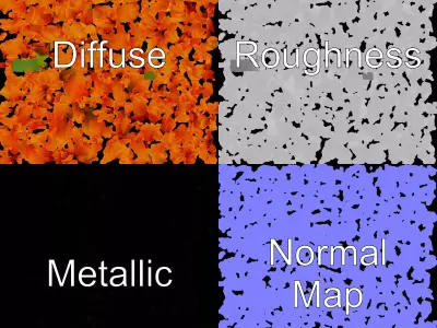 Vibrant Orange Flower model pack Low-poly 3D model