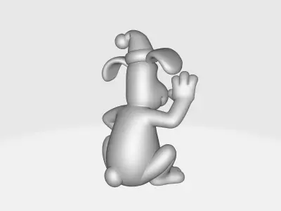 Cute Christmas Dog Figurine Holiday Decor Cartoon Style 3D print model