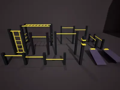 Low Poly Calisthenics Park - Optimized Game Assets 3D model
