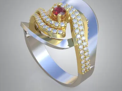 Diamond ring 0518 3D printable model7 Free 3D print model