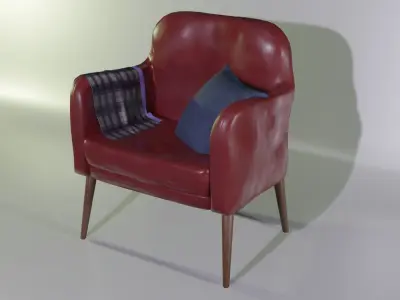 red armchair for retro decoration cartoon 3D model