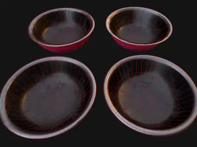 Food in a Bowl Cat Dog Pet Zoo Set Low-poly 3D model