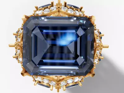 Massive Statement Cocktail Halo Ring US Size 9 3D print model