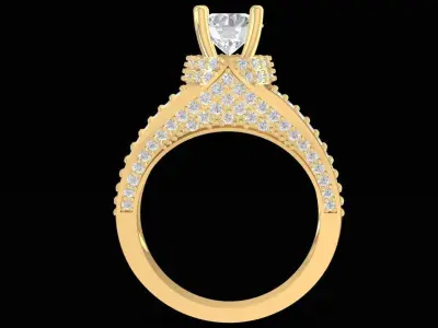 Luxury Halo Diamond Engagement Ring for Women  2693 3D print model