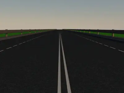 Highway in middle of field Low-poly 3D model