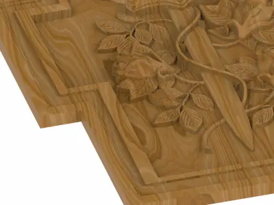 Carved panel painting STL 3D model 30