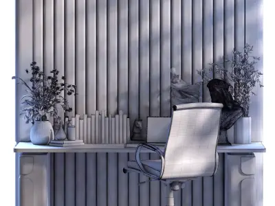 worktable set with sculpture set 771 Low-poly 3D model