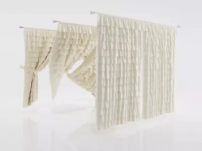 White classic curtains 3D model