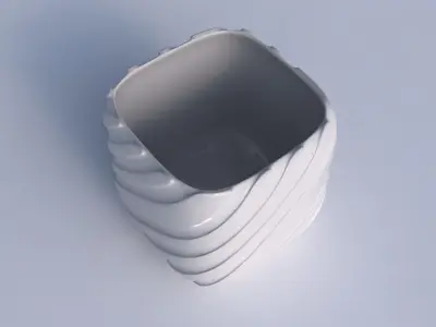 Vase quadratic stumpy with twisted smooth ribbons 3D print model