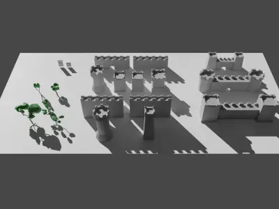 Low Poly Modular Castle Asset for Free Free low-poly 3D model