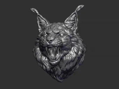 Lynx head angry  3D print model