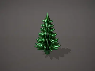 Green Metal Christmas Tree Ornament Low-poly 3D model