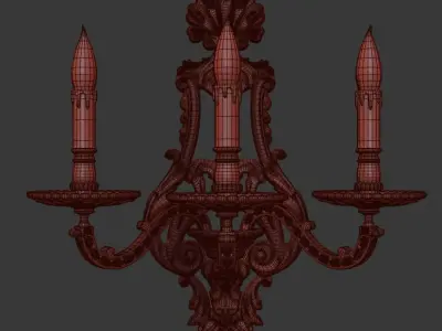 vintage wall lamp 3 Low-poly 3D model