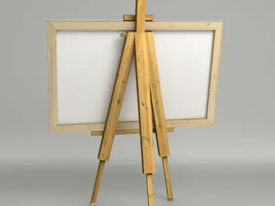 Artist easel with canvas 3D model