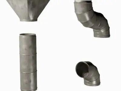 Set of air conditioning pipes 3D model