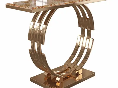 Modern Luxury Faux Marble Narrow Console Table  3D model